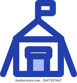 military camp icon blue style design
