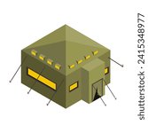 Military camp, isometric vector icon.