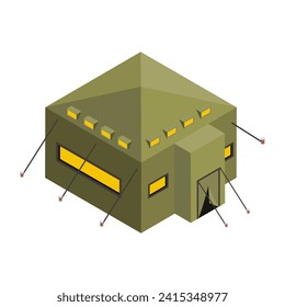 Military camp, isometric vector icon.