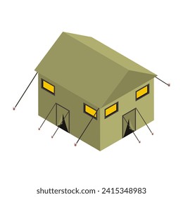 Military camp, isometric vector icon.