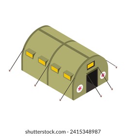 Military camp, isometric vector icon.