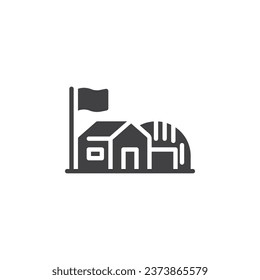 Military camp shelter vector icon. filled flat sign for mobile concept and web design. Military Base glyph icon. Symbol, logo illustration. Vector graphics