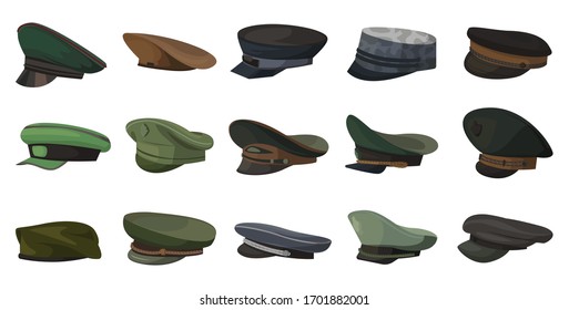 Military cap vector cartoon set icon. Vector illustration headgear on white background. Isolated cartoon set icon military cap .