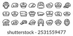 Military caps icons set. Collection of hats worn by military personnel and police officers, representing different ranks and branches of service