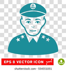 Military Captain EPS vector icon. Illustration style is flat iconic soft blue symbol on chess transparent background.