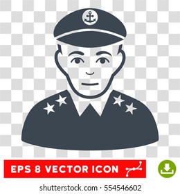Military Captain EPS vector pictogram. Illustration style is flat iconic smooth blue symbol on chess transparent background.