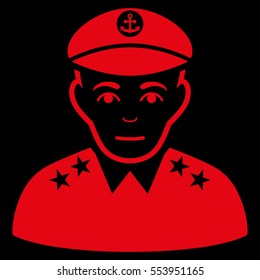 Military Captain vector icon. Flat red symbol. Pictogram is isolated on a black background. Designed for web and software interfaces.