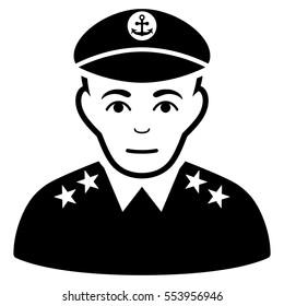Military Captain vector icon. Flat black symbol. Pictogram is isolated on a white background. Designed for web and software interfaces.