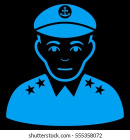 Military Captain vector icon. Flat blue symbol. Pictogram is isolated on a black background. Designed for web and software interfaces.