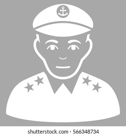 Military Captain vector icon. Flat white symbol. Pictogram is isolated on a silver background. Designed for web and software interfaces.