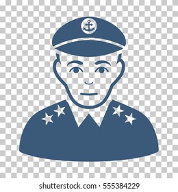 Military Captain vector icon. Illustration style is flat iconic blue symbol on a chess transparent background.