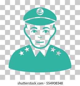 Military Captain vector pictogram. Illustration style is flat iconic cyan symbol on a chess transparent background.