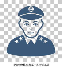 Military Captain vector pictograph. Illustration style is flat iconic blue symbol on a chess transparent background.