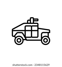 Military Car Outline Icon Vector Illustration