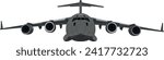 Military Cargo Aircraft Front View Vector Drawing