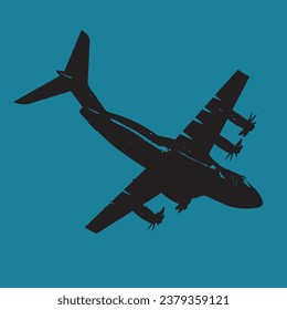 Military cargo plane overhead silhouette