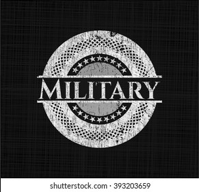 Military chalkboard emblem written on a blackboard