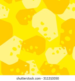 Military Cheese texture. Camouflage army seamless pattern from pieces of curd. Soldiers desert Background.