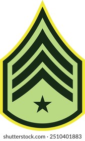 Military chevron. Green army patch. Retro insignia