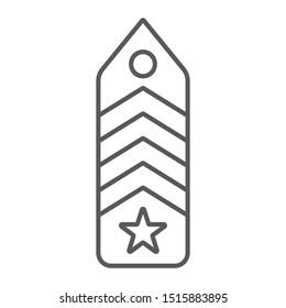 Military chevron thin line icon, uniform and insignia, army badge sign, vector graphics, a linear pattern on a white background, eps 10.
