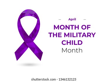 Military Child Month - April - Wareness Ribbon. Polygonal Vector Illustration For Web And Printing Isolated On White.