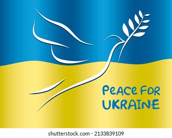 The military clash between Russia and Ukraine. The white dove of peace with an olive branch bringing peace for the Ukraine!