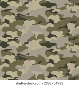 Military clothing seamless pattern vector art image. Camouflage continuous background wallpaper texture design.