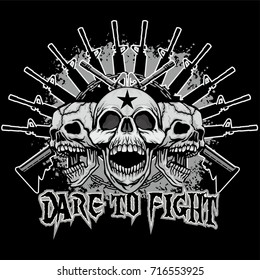 military coat of arms with skull, grunge vintage design t shirts
