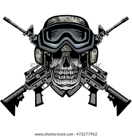 Military Coat Arms Skull Grungevintage Design Stock Vector (Royalty ...