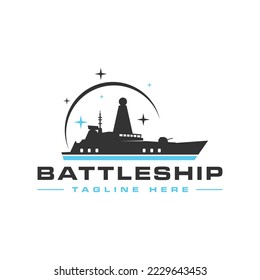 military combat ship vector illustration logo design