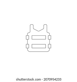 Military concept. Single premium pictogram perfect for logos, mobile apps, online shops and web sites. Vector symbol of bulletproof vest isolated on white background
