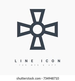 military cross line vector icon