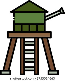 Military Defense Watchtower Barracks Icon