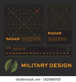 Military Design Logo Brand for Branding with radar and metric template cover poster flyer green army esport fps team vector illustration