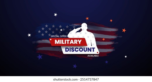 Military discount background, Military Discounts with US flag, military sale banner, vector illustration