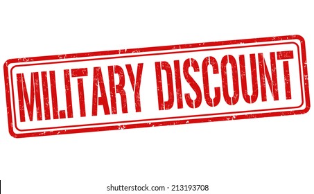 Military discount grunge rubber stamp on white background, vector illustration