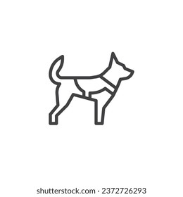 Military dog line icon. linear style sign for mobile concept and web design. K9 police dog outline vector icon. Symbol, logo illustration. Vector graphics