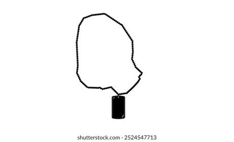 Military Dog Tag emblem, black isolated silhouette