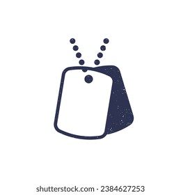 military dog tags icon on white with grunge texture