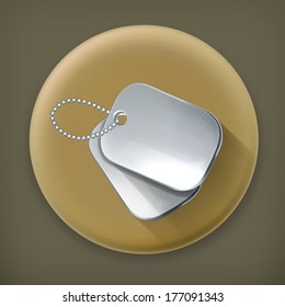 Military dog tags, long shadow vector icon