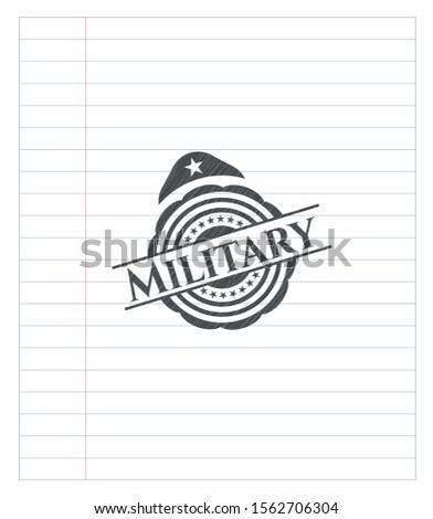 Military drawn with pencil strokes. Vector Illustration. Detailed.