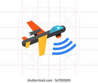 Military drone flat icon