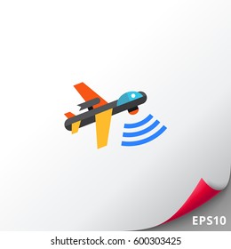 Military drone flat icon