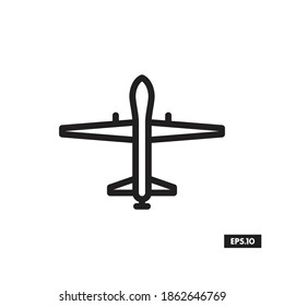 Military Drone Icon. Combat Drone Silhouette Vector