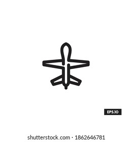 Military Drone Icon. Combat Drone Silhouette Vector