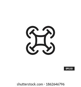 Military Drone Icon. Combat Drone Silhouette Vector