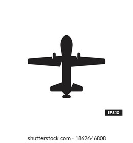 Military Drone Icon. Combat Drone Silhouette Vector