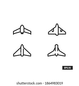 Military Drone Icon. Combat Drone Silhouette Vector