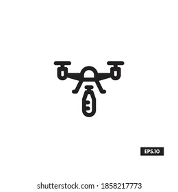 Military Drone Icon. Combat Drone Vector Template