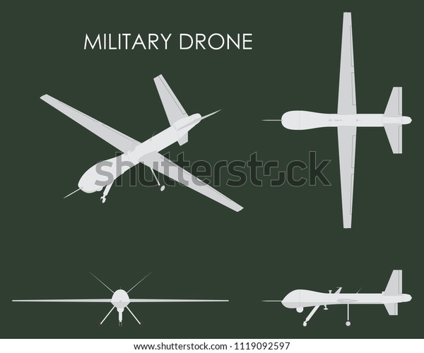 Military Drone vector de stock (libre de regalías) 1119092597 | Shutterstock
